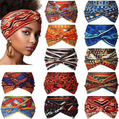 Bandeaux cheveux pour femme en tissu wax africain – différents motifs