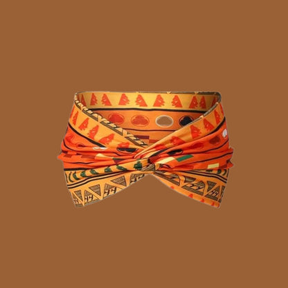 Bandeau cheveux pour femme en tissu wax africain – motif orange