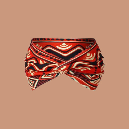 Bandeau cheveux pour femme en tissu wax africain – motif rouge
