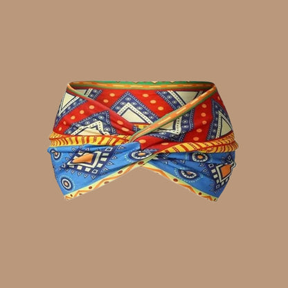 Bandeau cheveux pour femme en tissu wax africain – motif géométrique coloré