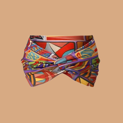 Bandeau cheveux pour femme en tissu wax africain – motif mosaique coloré