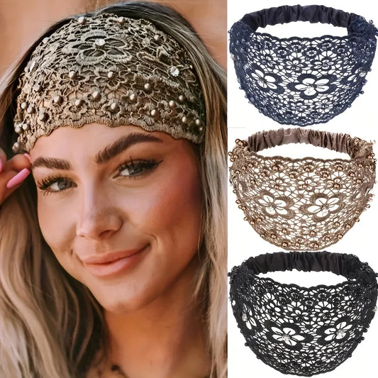 Belle femme porte bandeaux colorés en dentelle délicate, idéal pour ajouter une touche élégante et féminine à vos tenues. Parfait pour les mariages, les soirées ou les occasions spéciales, ce bandeau en dentelle fine offre un confort optimal tout en sublimant votre coiffure. Disponible dans plusieurs couleurs et styles pour s'adapter à toutes vos envies.