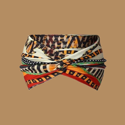 Bandeau cheveux pour femme en tissu wax africain – motif jungle