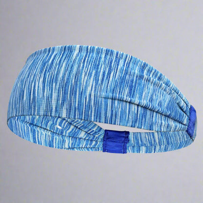 Bandeau bleu pour homme, conçu pour le sport, offrant confort et maintien pendant l'exercice