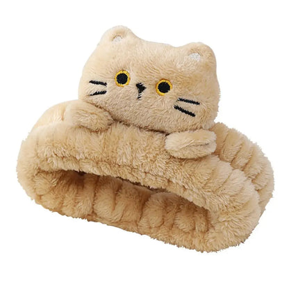 Bandeau cheveux idéal pour le sauna - décor chat beige