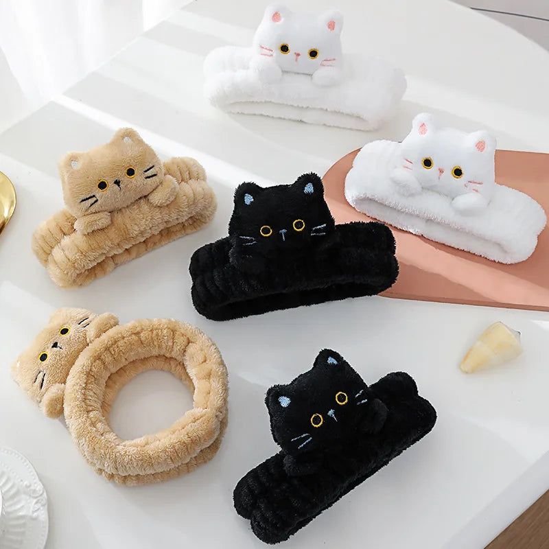 Lot de bandeaux pour cheveux utiles pour le sauna - décor chats