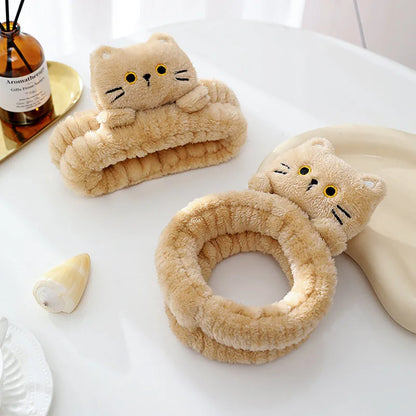 Bandeaux cheveux idéals pour le sauna - décor chats beige