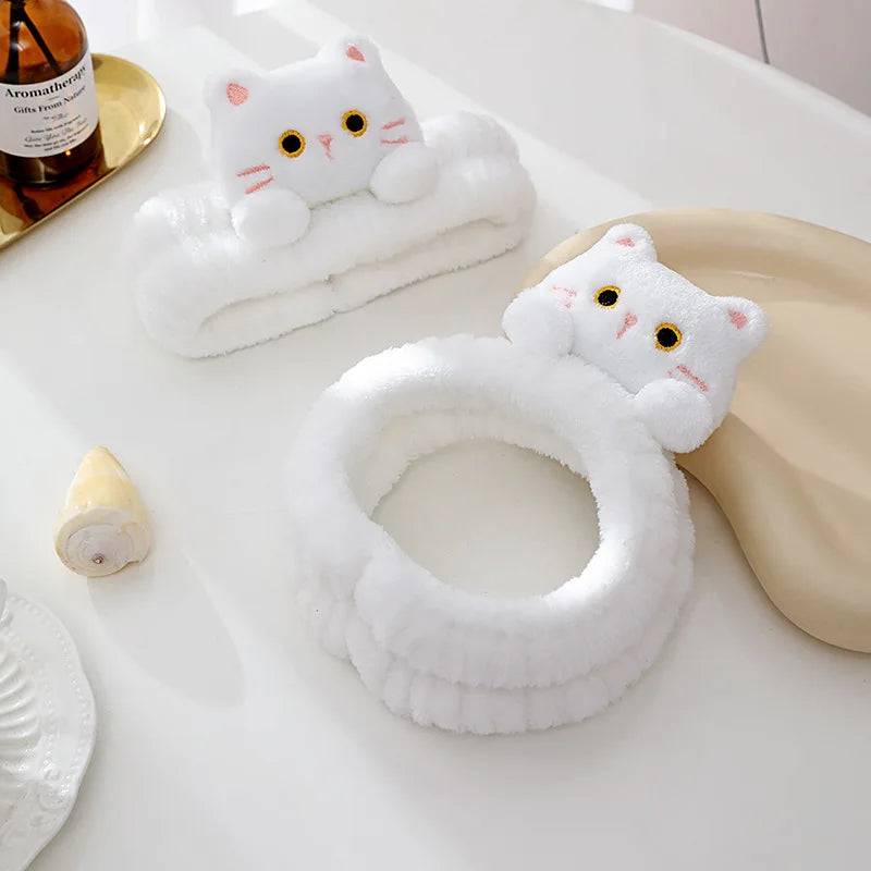 Bandeaux cheveux idéals pour le sauna - décor chats blancs