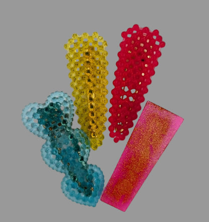 Barrette Cheveux Brillia™ – Résine Pailletée Artisanale