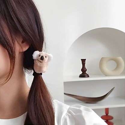 Barrettes en peluche koala beige, accessoires mignons et doux pour cheveux, parfaits pour les enfants