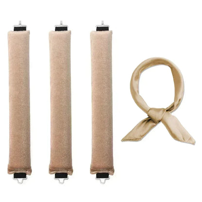 Lot de trois bigoudis blanc  sans chaleur pour des boucles naturelles et volumineuses, idéal pour tous types de cheveux. Ces bigoudis innovants offrent une coiffure sans abîmer les cheveux, en utilisant uniquement la méthode de fixation douce. Parfaits pour créer des boucles durables et stylées sans chaleur, adaptés aux cheveux longs.