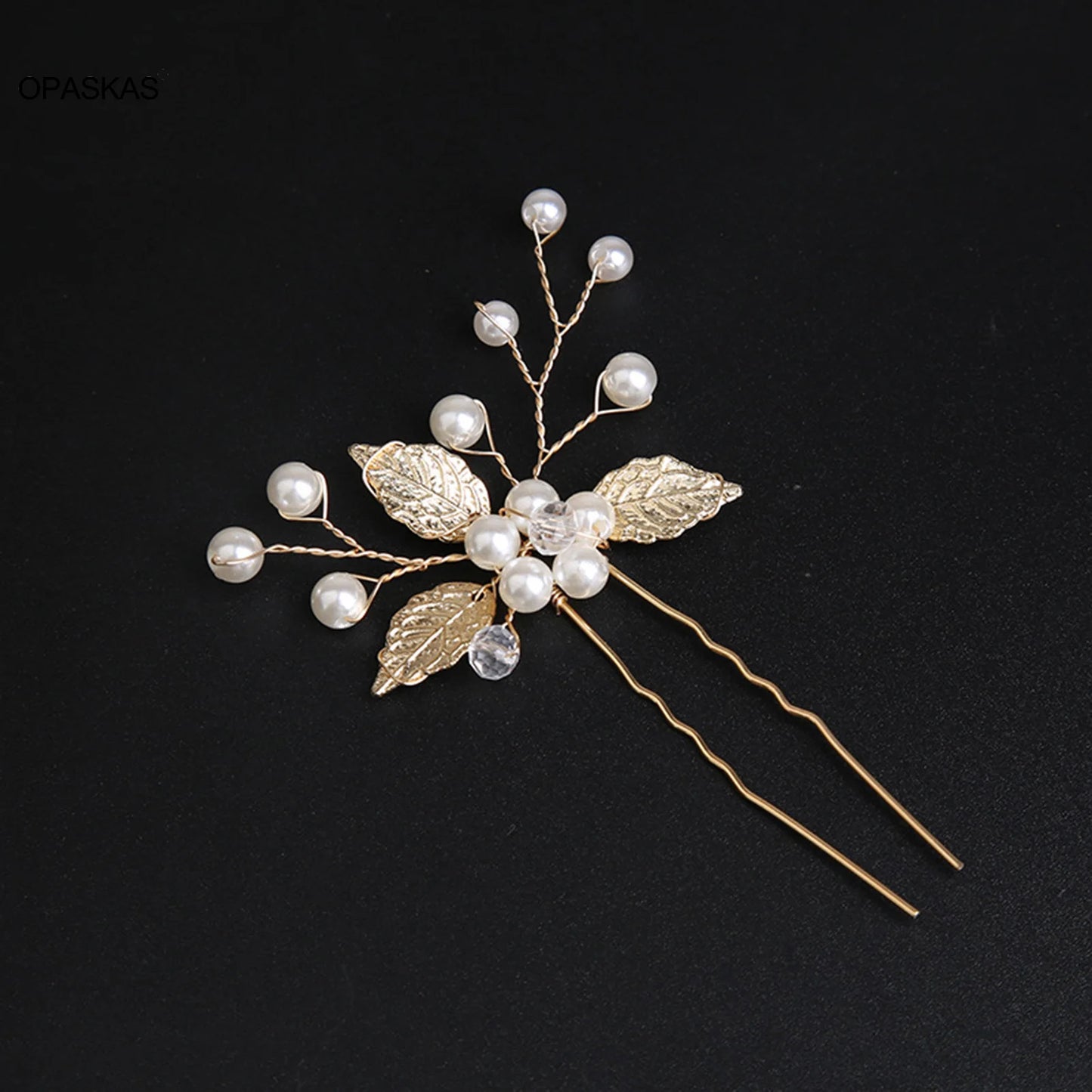 Bijou doré  pour cheveux de mariée - perles fines et finition or. 