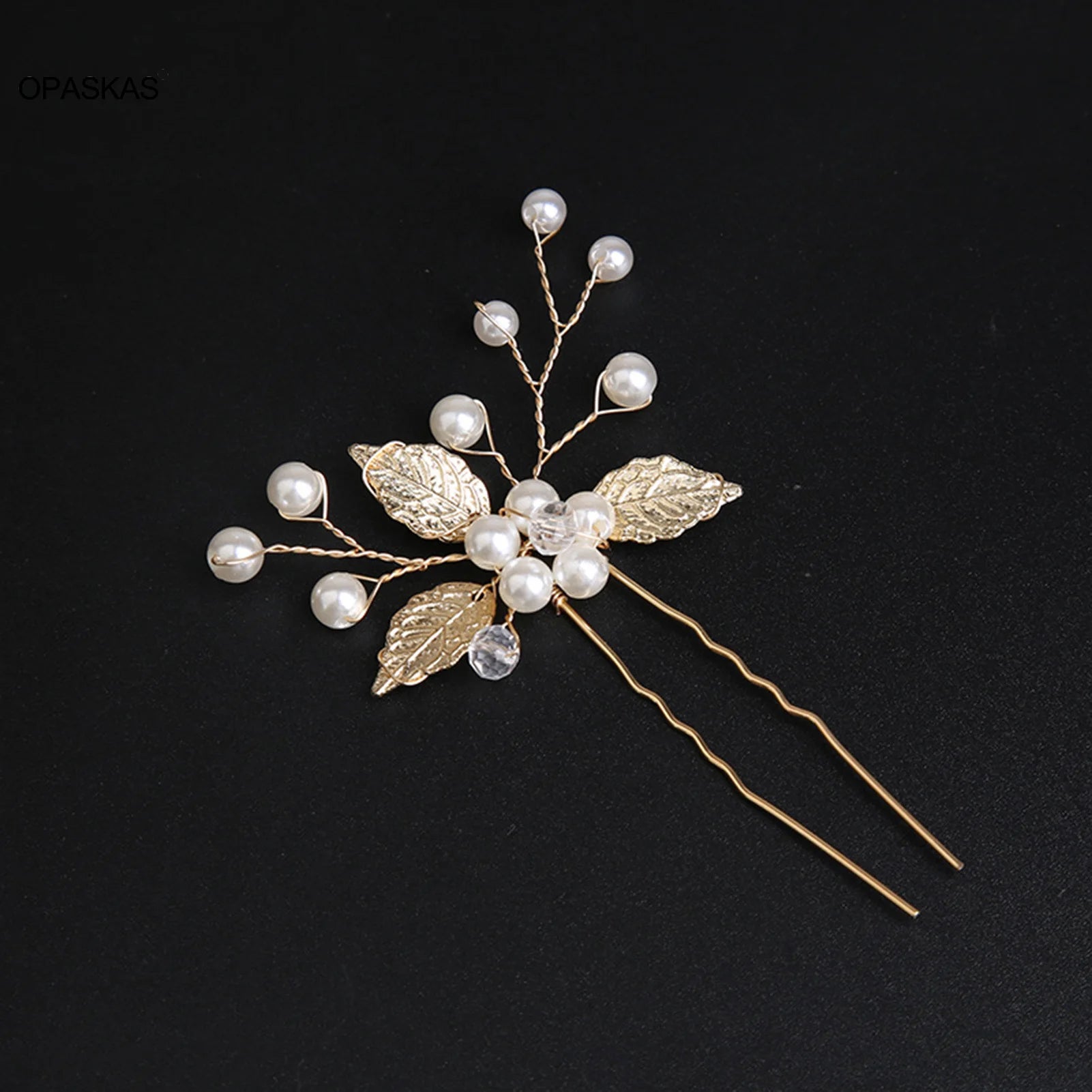 Bijou doré  pour cheveux de mariée - perles fines et finition or. 