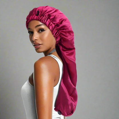 Bonnet en satin doux pour cheveux longs , idéal pour protéger les cheveux et éviter les frictions pendant la nuit.