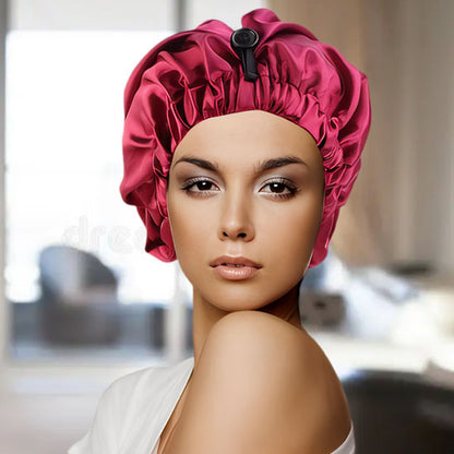 Bonnet en satin doux rouge pour cheveux longs , idéal pour protéger les cheveux et éviter les frictions pendant la nuit.