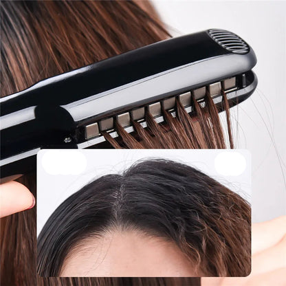 Fer à lisser et à gaufrer, conçu pour transformer vos cheveux en un seul appareil. 