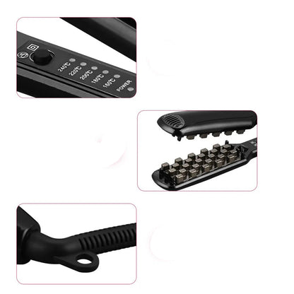 Fer à lisser et à gaufrer, conçu pour transformer vos cheveux en un seul appareil en toute sécurité. Grâce à sa technologie innovante, vous pouvez facilement passer d'une coiffure lisse et brillante à une texture ondulée et volumineuse en quelques jours.