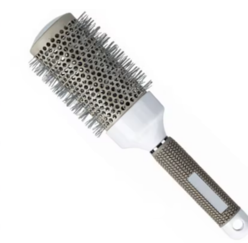 Brosse ronde professionnelle en céramique pour brushing, réduisant les frisottis et apportant brillance, 65 mm pour tous types de cheveux, idéale pour un coiffage rapide et élégant.