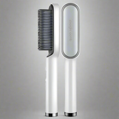 Brosse blanche  à cheveux chauffante, Le Must pour un lissage efficace et une finition professionnelle