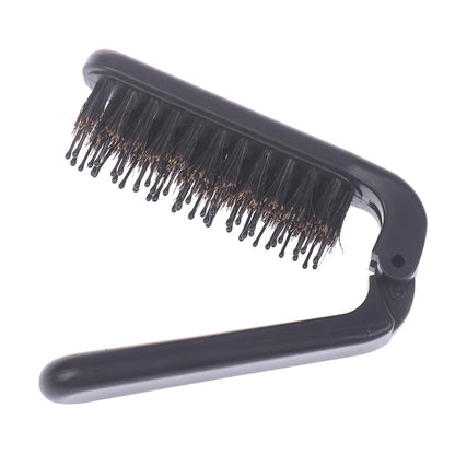 Brosse à cheveux pliable avec poils de sanglier – compacte, naturelle et parfaite pour une retouche express