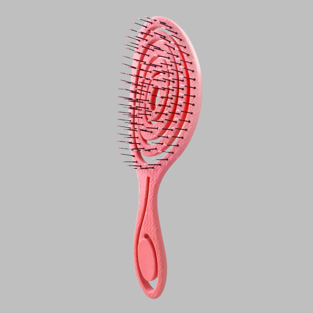 Brosse rouge à cheveux pour boucles, antistatique et démêlante, idéale pour cheveux bouclés ou frisés, avec picots souples pour un coiffage sans frisottis.
