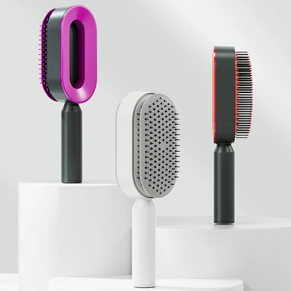 Brosse-autonettoyante-démêlante-pour-cheveux-sans-douleur-avec-système-de-nettoyage-automatique-pratique-et-efficace-pour-tous-types-de-cheveux-fins-épais-bouclés-ou-raides-conception-ergonomique-et-design-moderne- blanche