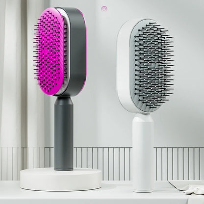 Brosse-autonettoyante-démêlante-pour-cheveux-sans-douleur-avec-système-de-nettoyage-automatique-pratique-et-efficace-pour-tous-types-de-cheveux-fins-épais-bouclés-ou-raides-conception-ergonomique-et-design-moderne- violette ou blanche