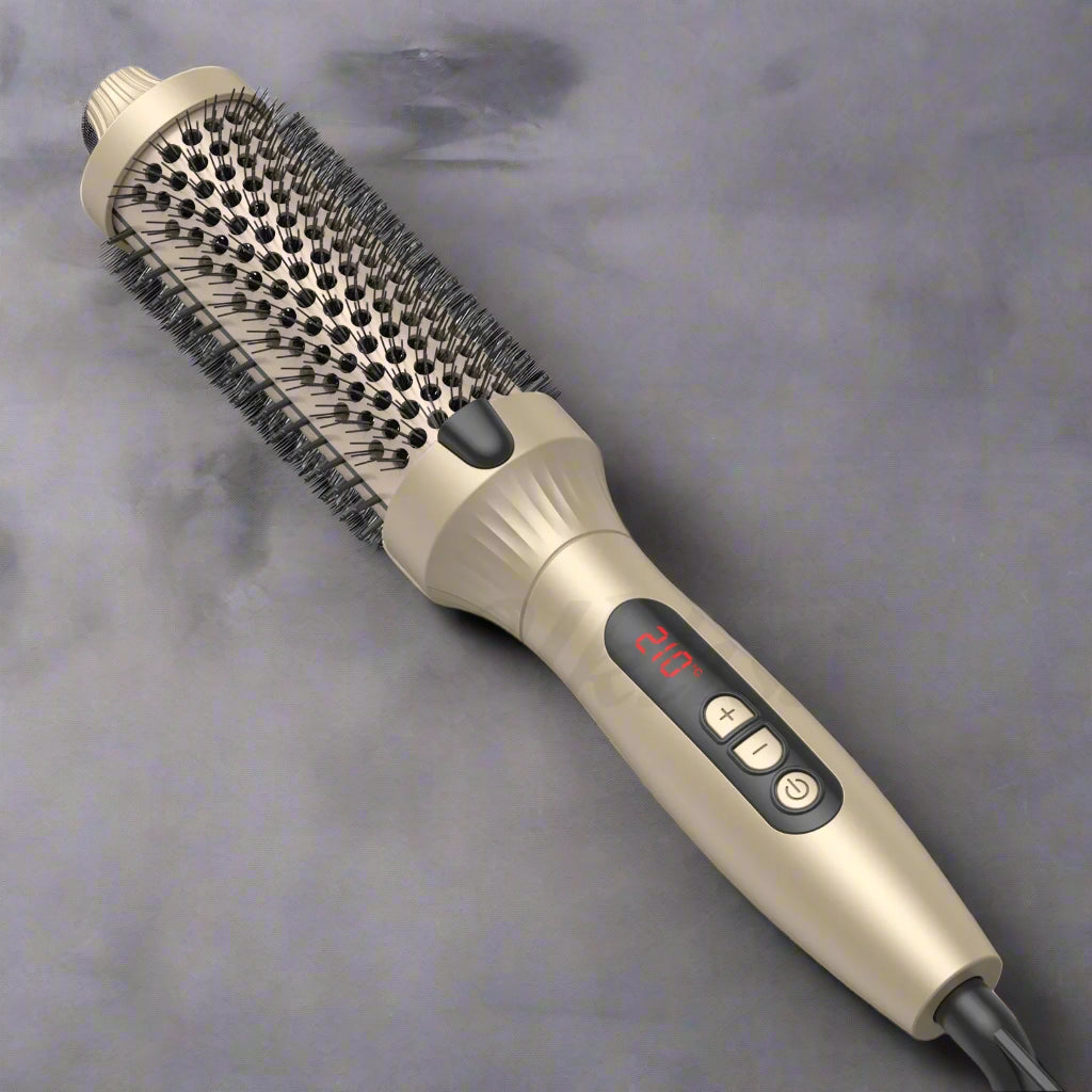 Brosse brushing ronde en céramique pour lisser et donner du volume aux cheveux - outil coiffure professionnel- beige