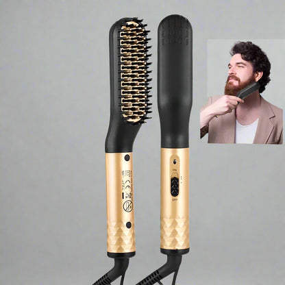 Brosse Chauffante Sans Fil Homme – Lisseur Cheveux & Barbe Ionique - Cheveu Soyeux
