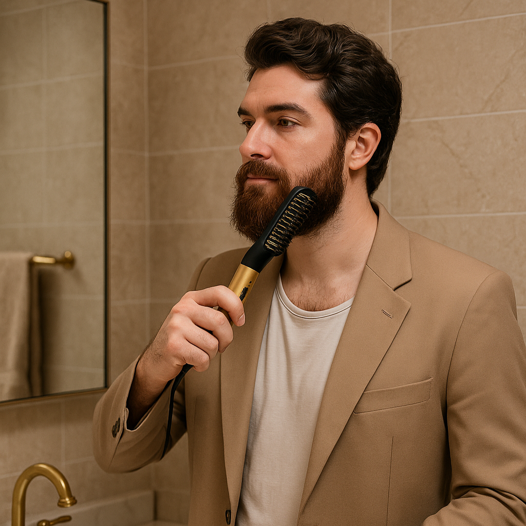 Brosse Chauffante Sans Fil Homme – Lisseur Cheveux & Barbe Ionique - Cheveu Soyeux