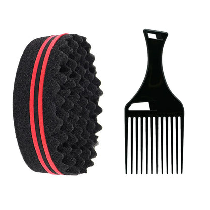 Brosse démêlante et peigne à dents larges en plastique, conçus pour l'entretien des cheveux afro, idéals pour une routine capillaire douce et efficace