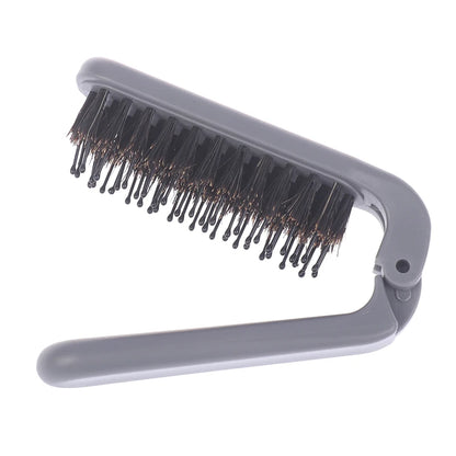 Brosse à cheveux pliable grise en poils de sanglier – compacte, naturelle et parfaite pour une retouche express