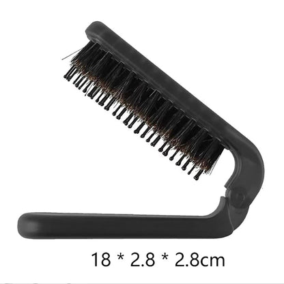 Brosse à cheveux pliable noire en poils de sanglier – compacte, naturelle et parfaite pour une retouche express