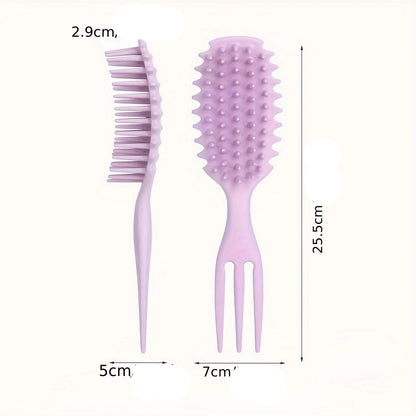 Brosse démêlante 2 en 1, combinant brosse et peigne pour un démêlage efficace et rapide, adaptée à tous types de cheveux