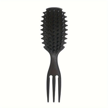 Brosse démêlante noire avec peigne intégré, idéale pour un démêlage facile et en douceur, adaptée à tous types de cheveux