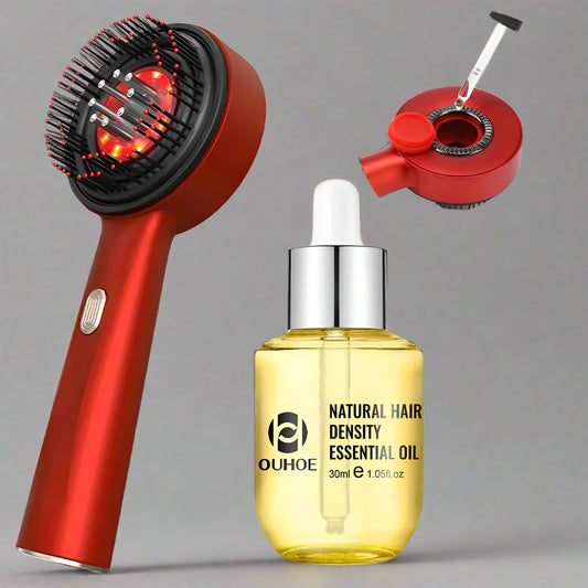 Brosse de massage du cuir chevelu 3 en 1, un outil révolutionnaire qui combine les bienfaits d'un massage apaisant, de la luminothérapie et de l'application ciblée d'huiles essentielles pour revitaliser vos follicules pileux et stimuler la croissance capillaire. Conçue pour offrir une expérience de soin capillaire complète, cette brosse aide à améliorer la circulation sanguine, favorise la détente et optimise l'absorption des huiles essentielles, grâce à ses fonctionnalités innovantes. 