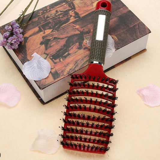 brosse à cheveux - brosse  rouge cheveux - brosse pour cheveux - brosse cheveux bouclés - brosse démêlante