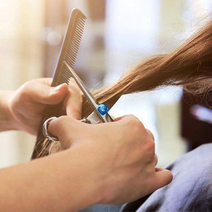 Ciseaux coiffure - Kit ciseaux de coiffeur - Argenté et Bleu - Cheveu Soyeux
