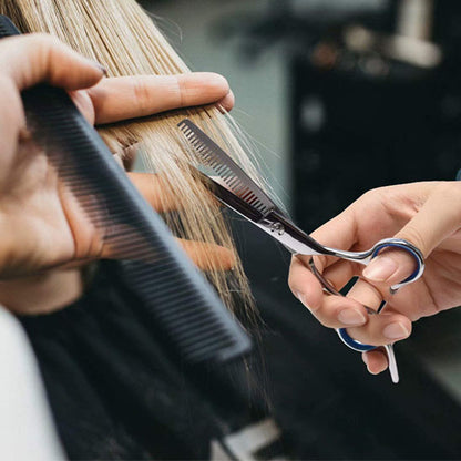 Ciseaux coiffure - Kit ciseaux de coiffeur - Argenté et Bleu - Cheveu Soyeux