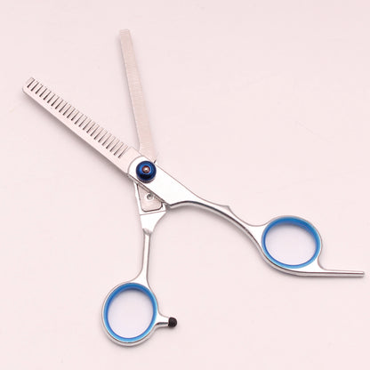 Ciseaux coiffure - Kit ciseaux de coiffeur - Argenté et Bleu - Cheveu Soyeux