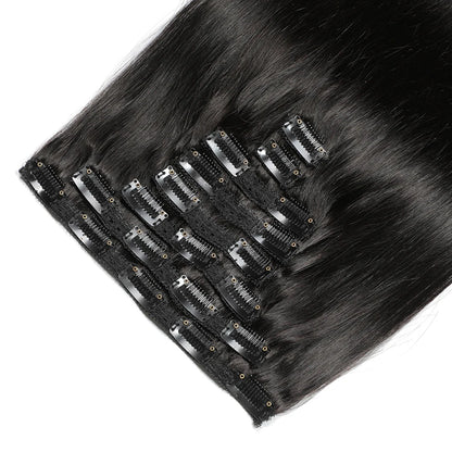 Extension de cheveux humains à clip brune – Ajoutez du volume et de la longueur à vos cheveux avec des extensions naturelles de haute qualité à clip. Faciles à poser, ces extensions de cheveux bruns s'adaptent parfaitement à votre coiffure pour un résultat instantané et élégant. Idéales pour un look naturel et sans effort, elles offrent un confort optimal et une tenue longue durée.