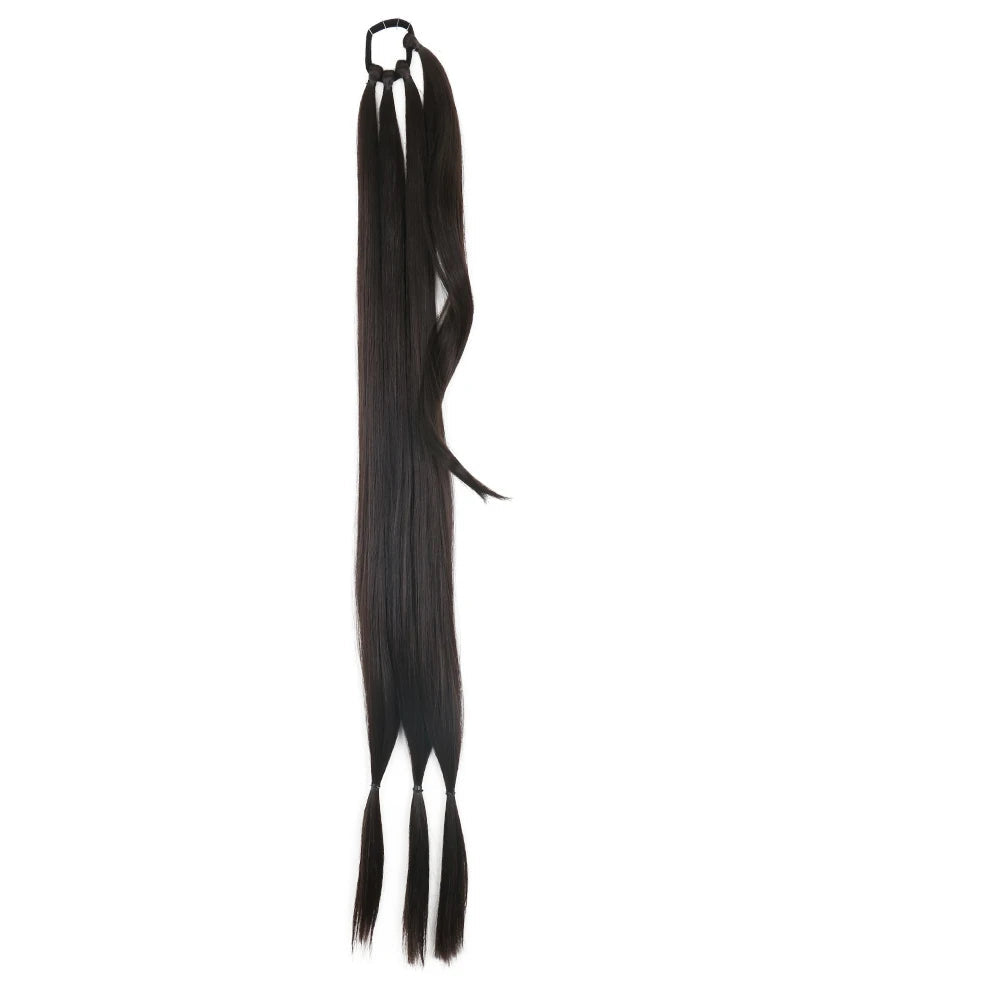 Extension de cheveux brune  élastiques, queue de cheval 85 cm 
