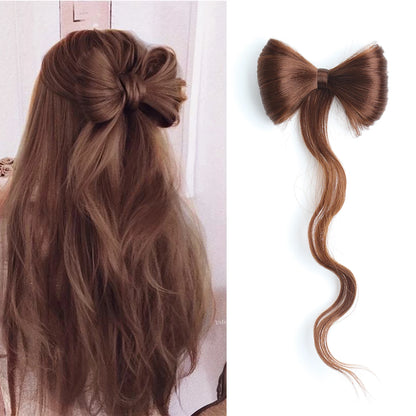 Barrette avec femme porte extension de cheveux avec nœud papillon, accessoire élégant et original pour ajouter du volume et de la texture à vos cheveux, idéal pour un look sophistiqué