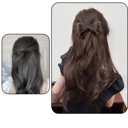 cheveux avant après,  avec barrette extension de cheveux avec nœud papillon, accessoire élégant et original pour ajouter du volume et de la texture à vos cheveux, idéal pour un look sophistiqué
