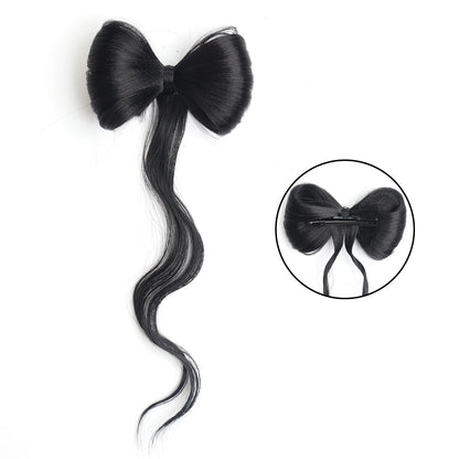 Barrette brune extension de cheveux avec nœud papillon, accessoire élégant et original pour ajouter du volume et de la texture à vos cheveux, idéal pour un look sophistiqué