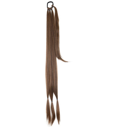 Extension de cheveux châtain  élastique, queue de cheval 85 cm