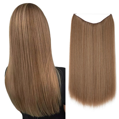 Belle femme avec Extensions cheveux - Effet naturel - Long - Raide - Lisse - Brillance - Volume - Coiffure - Look élégant - Cheveux soyeux - Facile à poser - Haute qualité- 