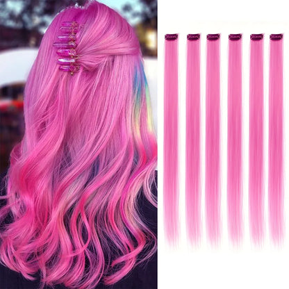 Extensions à clip rose bonbon avec paillettes, ajoutent une touche de brillance et de couleur à vos cheveux pour un look festif et glamour.