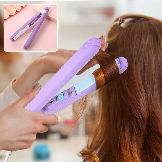 Mini-fer-à-lisser-voyage-compact-et-pratique-pour-cheveux-lisses-en-toutes-circonstances-idéal-pour-les-voyages-plaques-en-céramique-chauffage-rapide-et-design-portable- lisseur dans cheveu- mini lisseur rose-violet- belles boucles- 