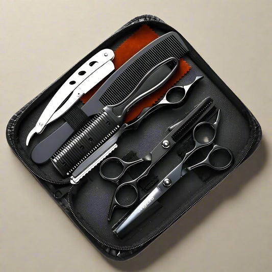 Kit ciseaux coiffure inox avec rasoir et étui